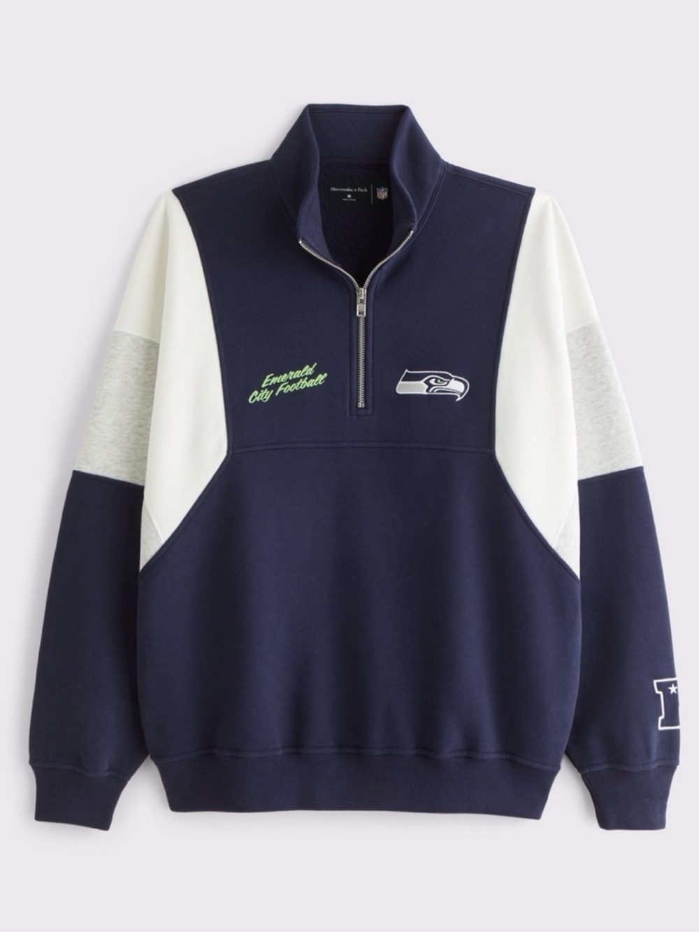 Abercrombie x NFL Collab Seattle Seahawks Half-Zip Sweatshirt Men’s XS Navy Blue
